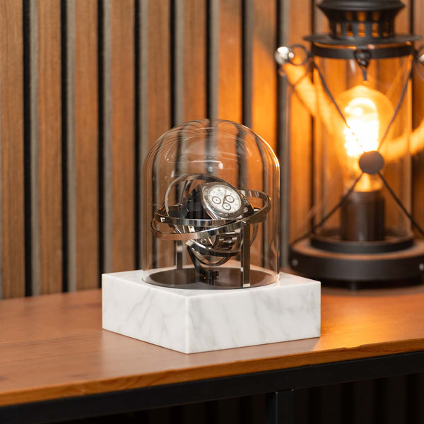 Orbital Watch Winder - Single White Marble