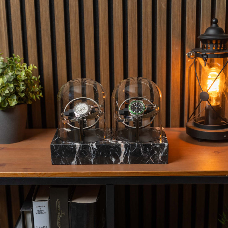 Orbital Watch Winder - Black Marble Duo