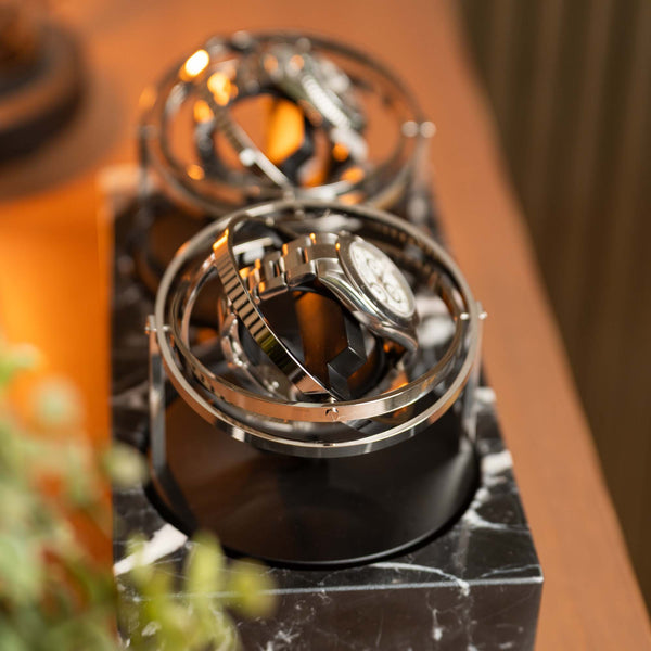 Orbital Watch Winder - Black Marble Duo
