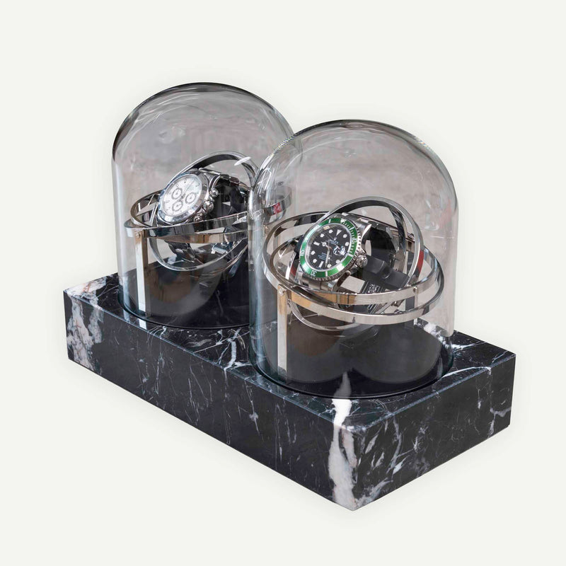 Orbital Watch Winder - Black Marble Duo