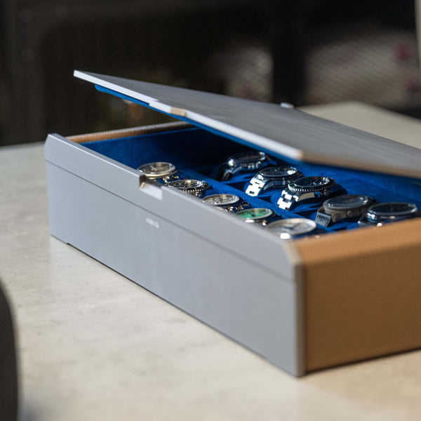 AUBLIQ Watch Box Grey 10 Slot + Strap Slot