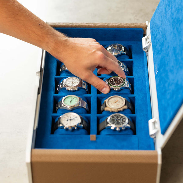 AUBLIQ Watch Box Silver 10 Slot + Strap Slot