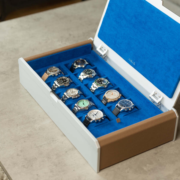 AUBLIQ Watch Box Silver 10 Slot + Strap Slot