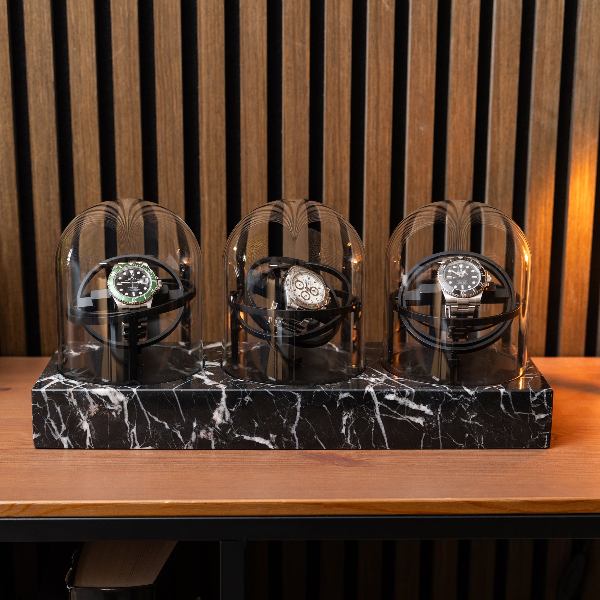 Orbital Watch Winder - Black Marble Trio