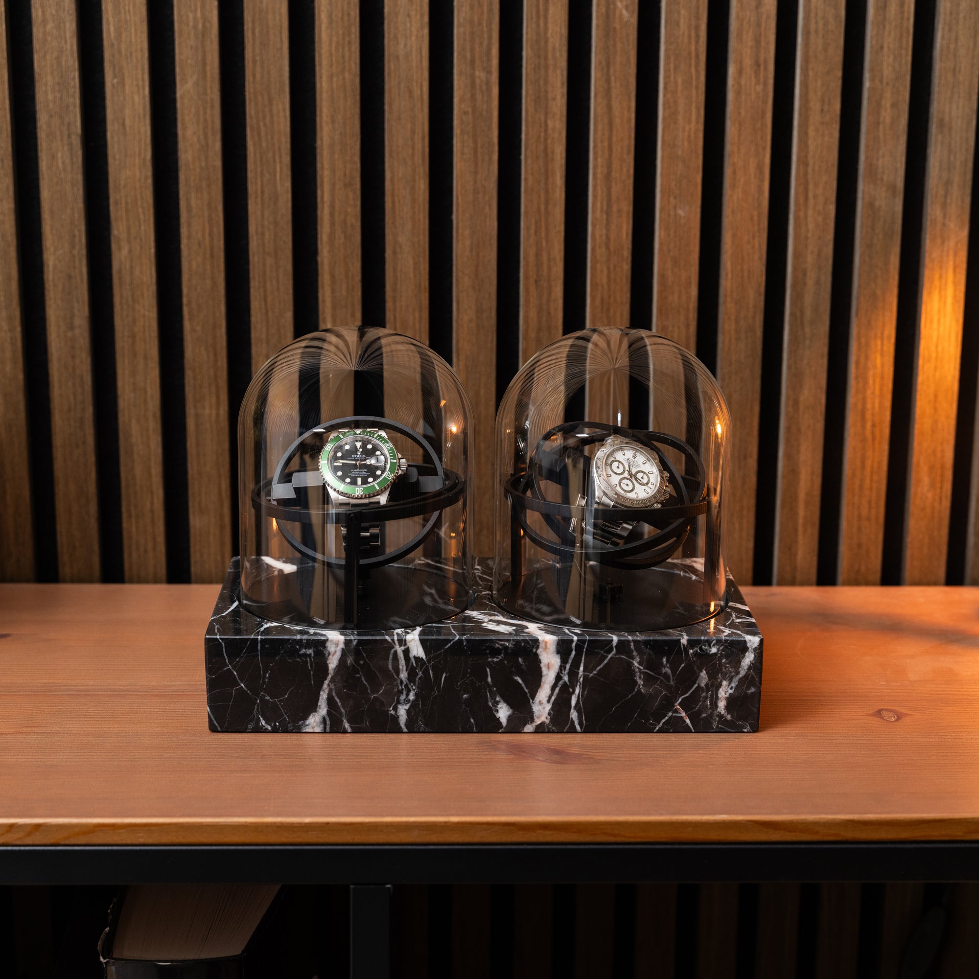 Orbital Watch Winder - Black Marble Duo