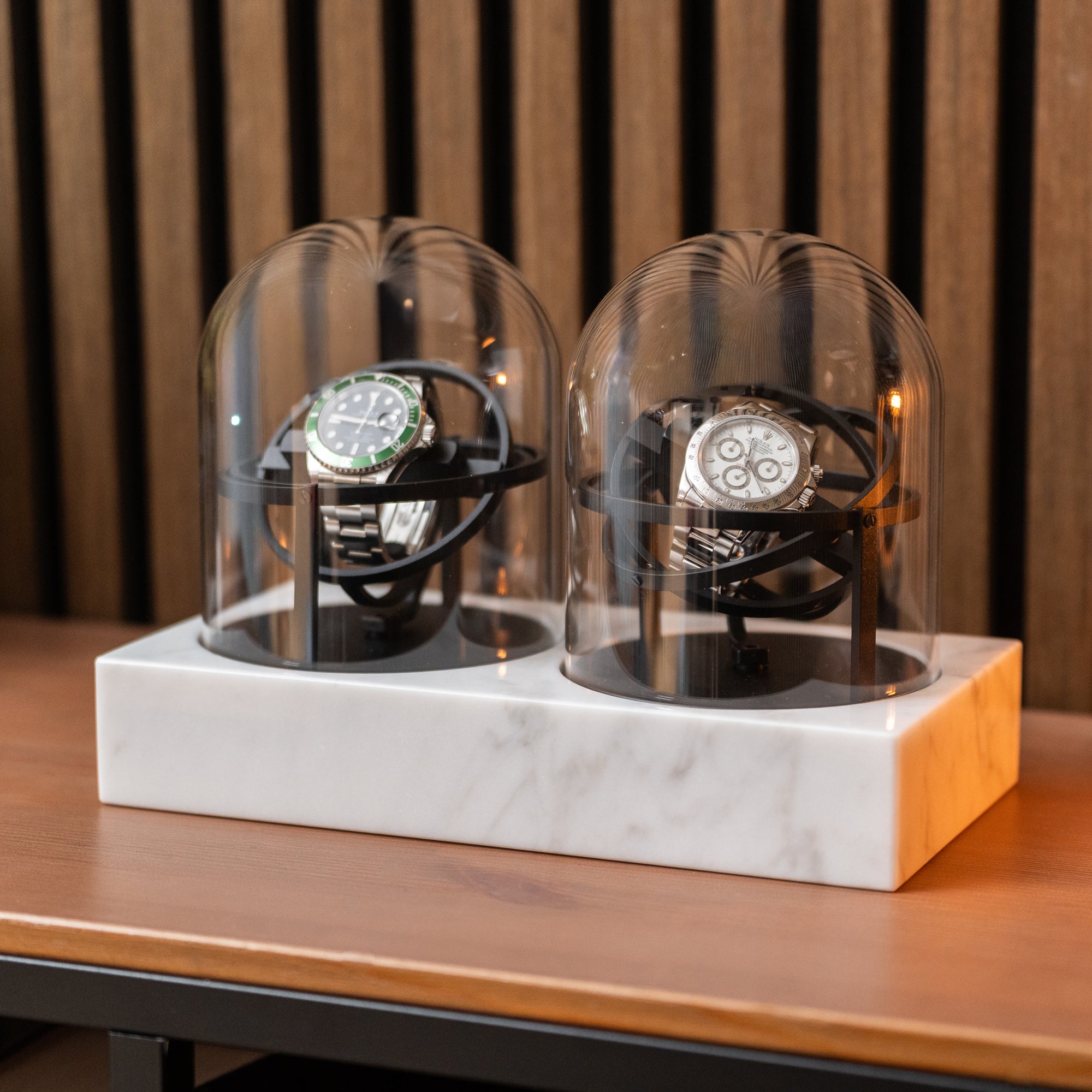 Orbital Watch Winder - White Marble Duo
