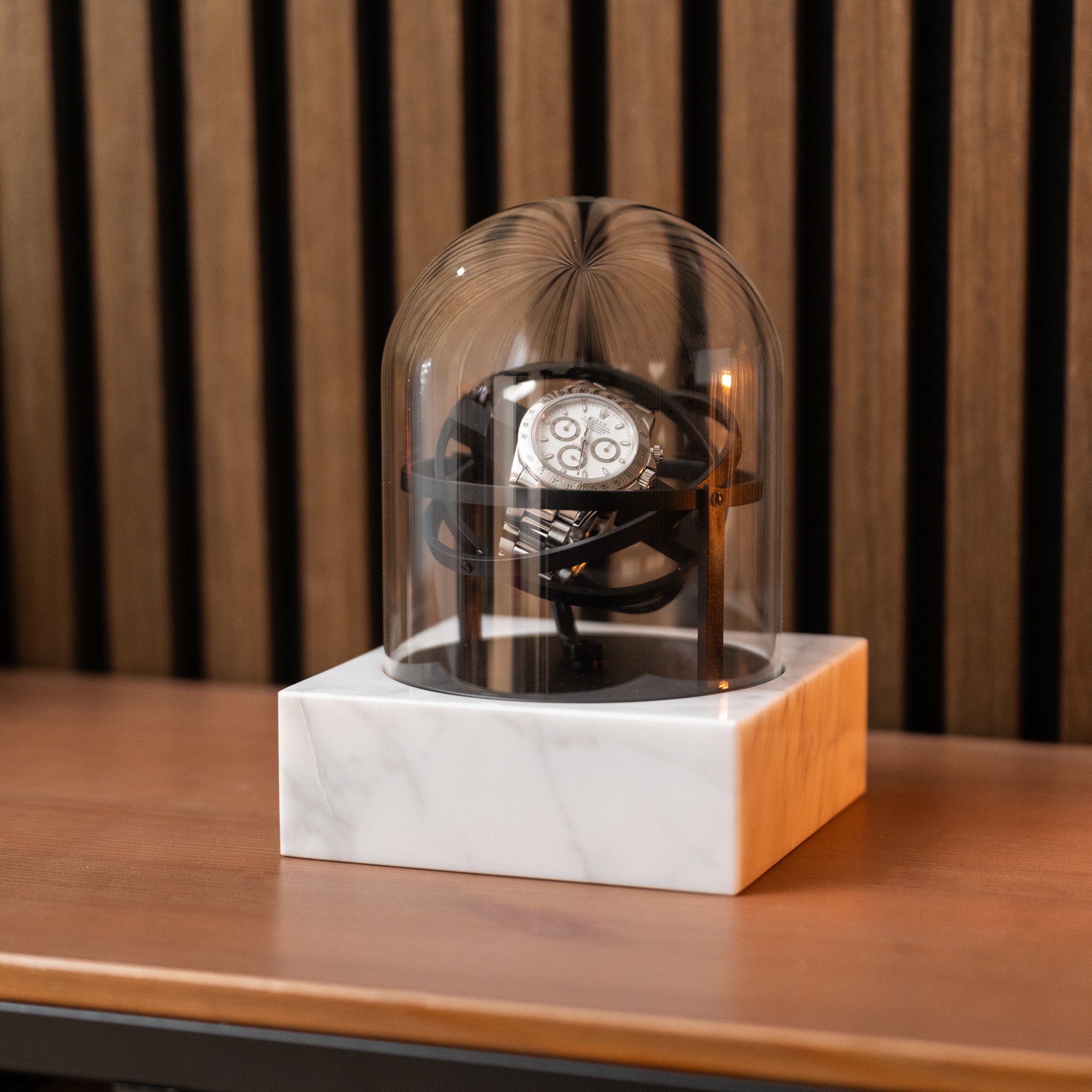 Orbital Watch Winder - Single White Marble