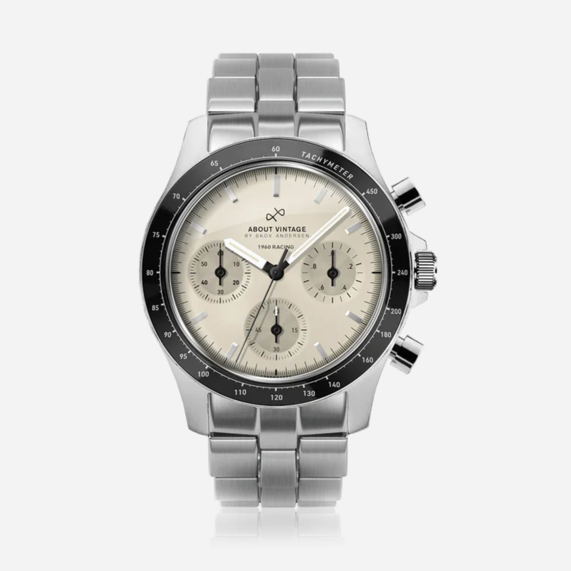 About Vintage Racing Chronograph 1960 Steel / Off White - $459
