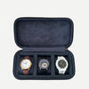Square Watch Box 3 Slot - Navy Blue Litchi