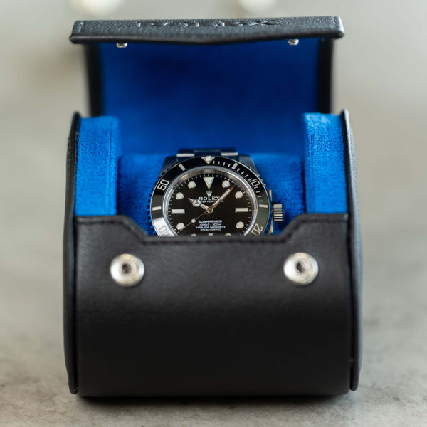 Personalized Single Watch Roll - Black Blue
