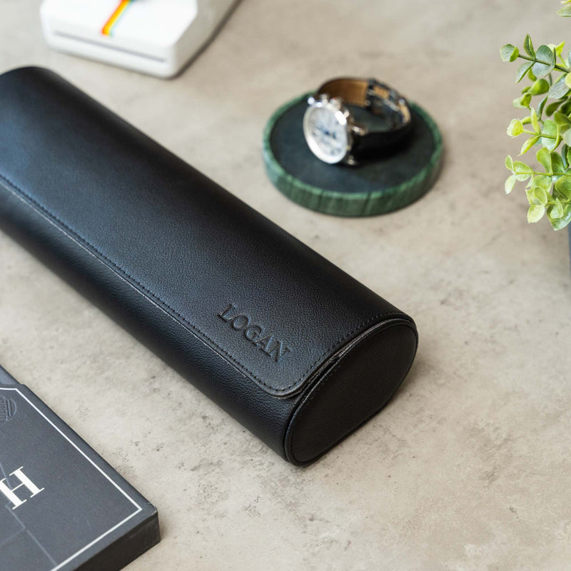 Personalized Travel Watch Roll Extra Large- Black Grey