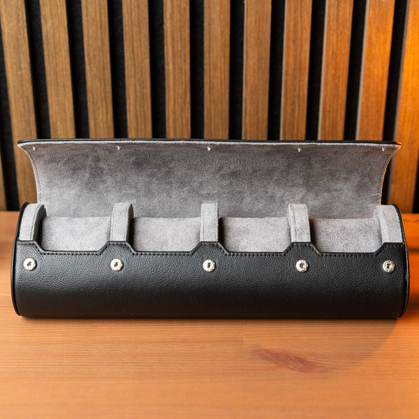 Personalized Travel Watch Roll Extra Large- Black Grey