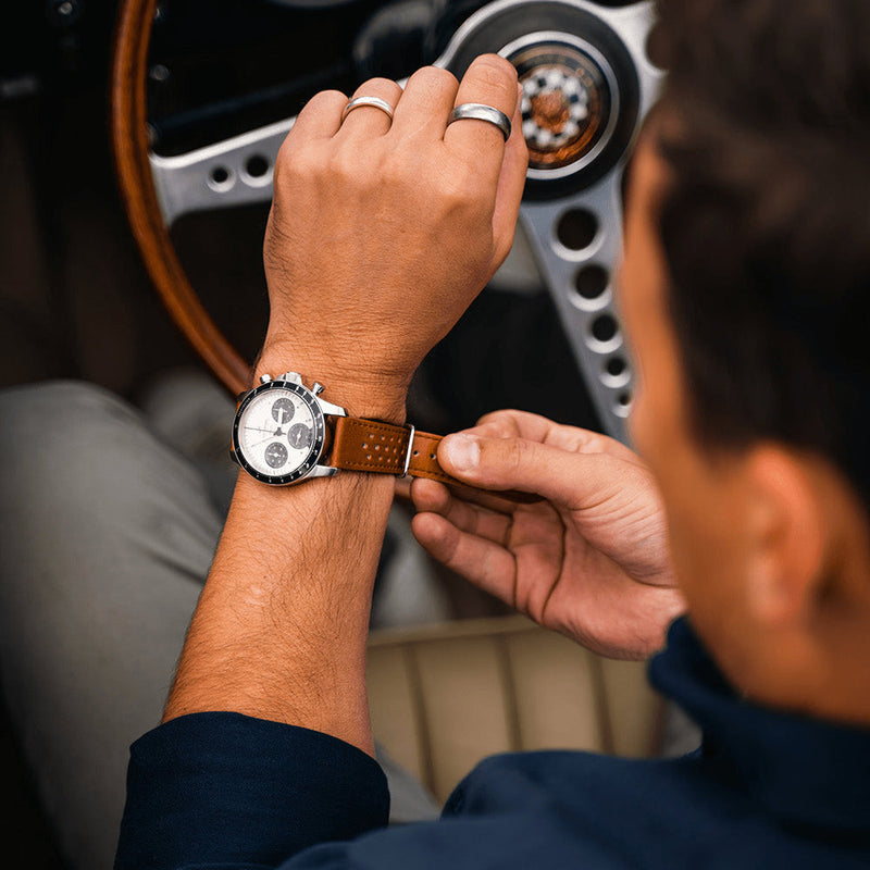 About Vintage 1960 Racing Chronograph, Steel / White & Black