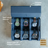 Hexagon Navy Blue 6 Slot Watch Box