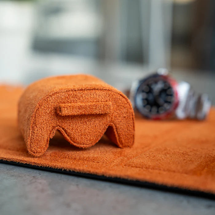 Personalized Hexagon Black Orange 6 Slot Watch Box