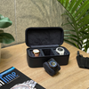 Square Watch Box 3 Slot - Navy Blue Litchi