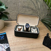 Square Watch Box 3 Slot - Dark Green Litchi