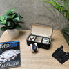Square Watch Box 3 Slot - Dark Green Litchi