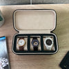 Square Watch Box 3 Slot - Dark Green Litchi