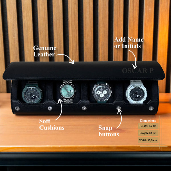 Personalized Travel Watch Roll Extra Large - All Black