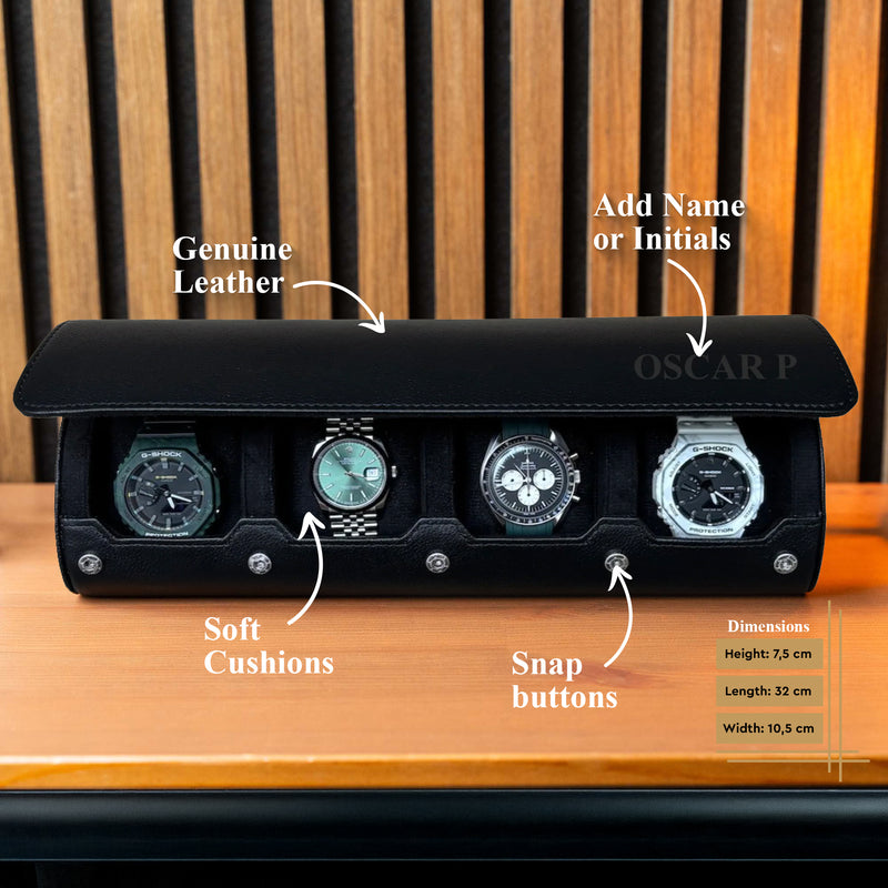 Personalized Travel Watch Roll Extra Large - All Black