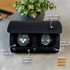 Personalized Two Slot Watch Roll - All Black