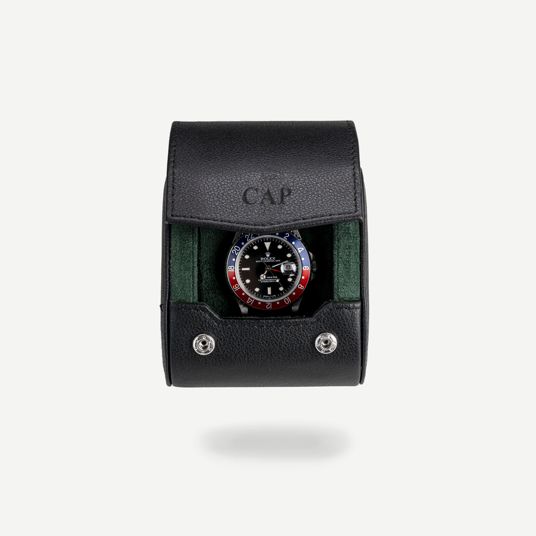 Personalized watch roll for one watch in black green