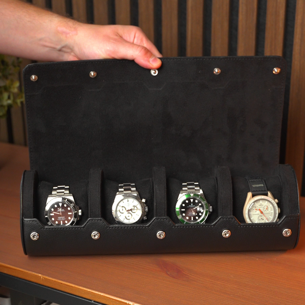 Personalized Travel Watch Roll Extra Large - All Black