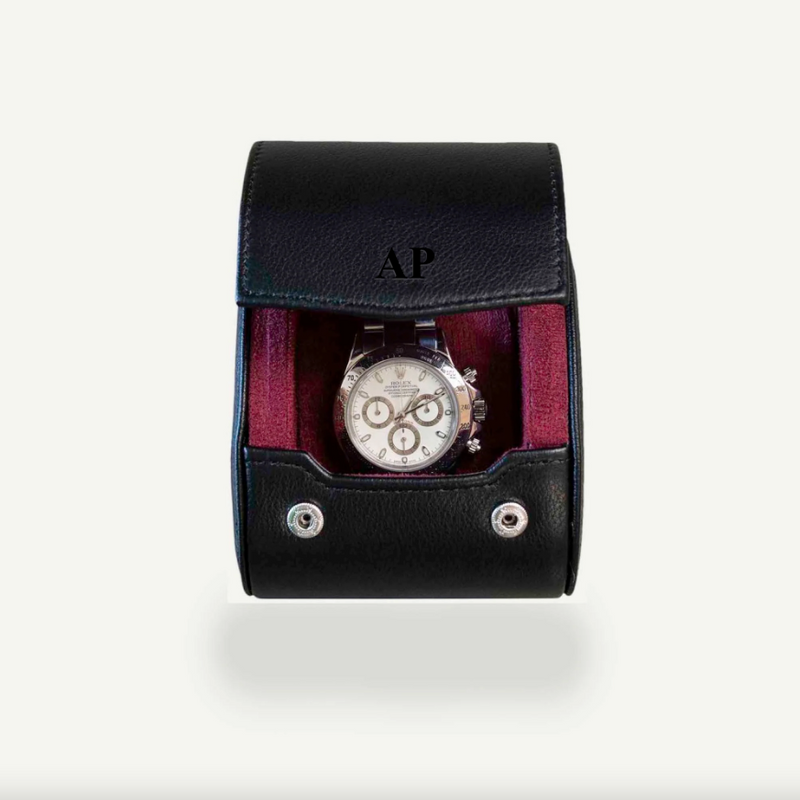 Personalized Single Watch Roll - Black Cherry