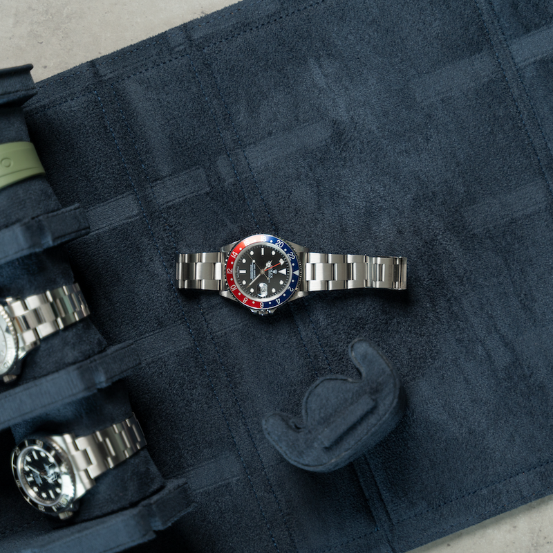 Hexagon Navy Blue 8 Slot Watch Box