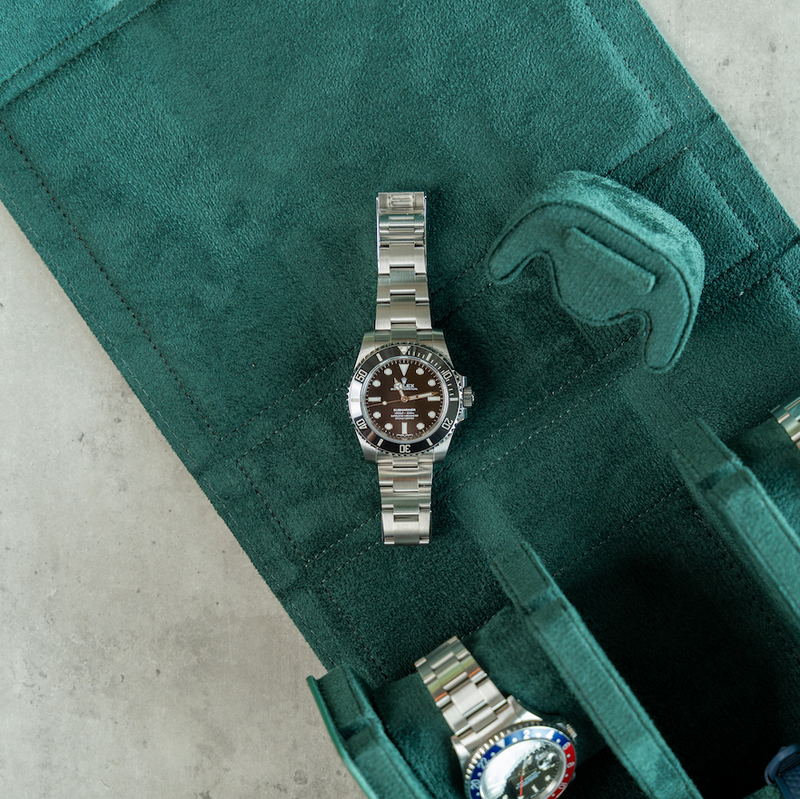 Hexagon Green Saffiano 6 Slot Watch Box