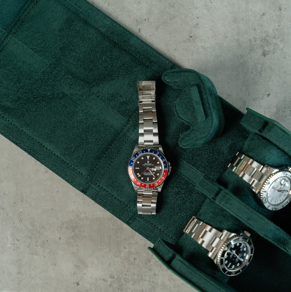 Hexagon Green Saffiano 4 Slot Watch Box