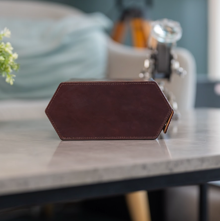 Hexagon Coffee Brown 6 Slot Watch Box