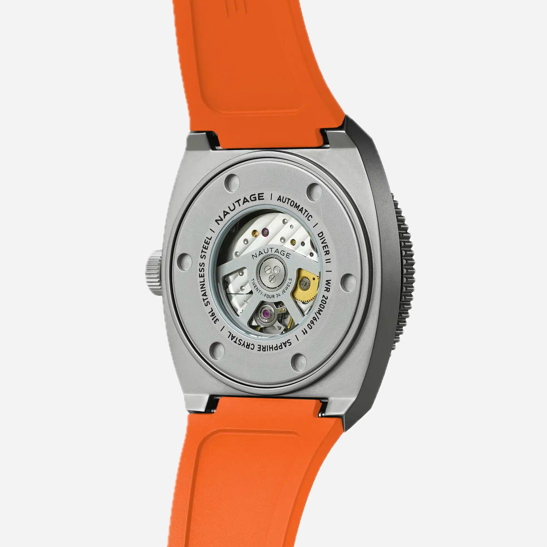 Nautage Diver II – Silver/Blue – Orange strap