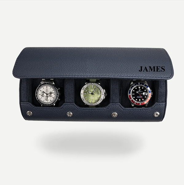 Personalized Watch Roll Large - Navy Blue