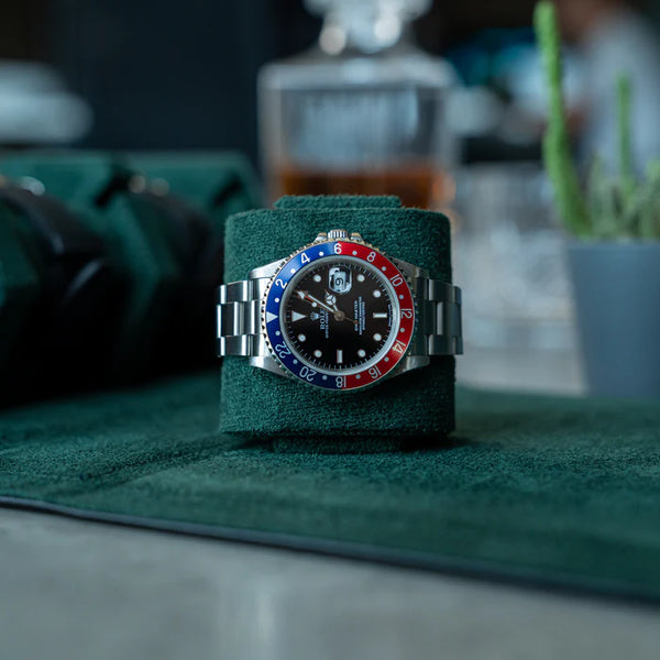 Personalized Hexagon Black Green 6 Slot Watch Box