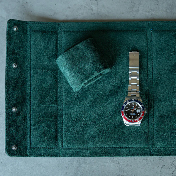 Personalized Hexagon Black Green 6 Slot Watch Box