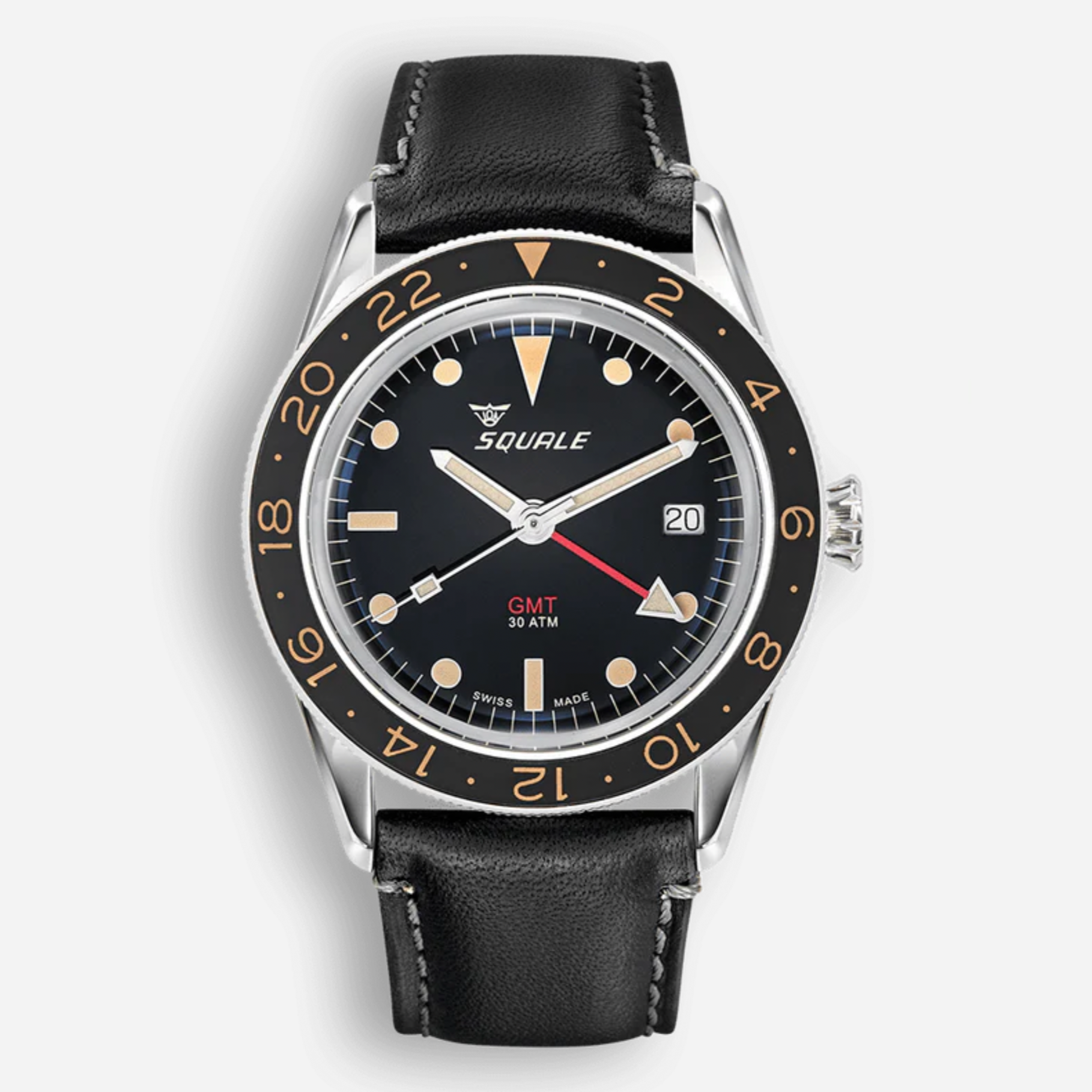 Squale Sub-39 GMT Vintage Black Leather