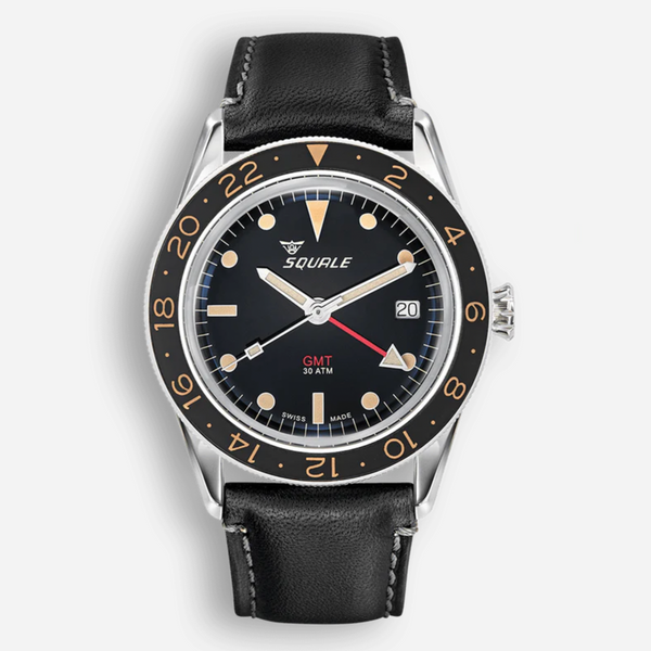 Squale Sub-39 GMT Vintage Black Leather