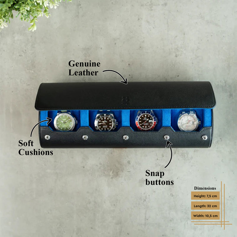 Travel Watch Roll Extra Large - Black Blue