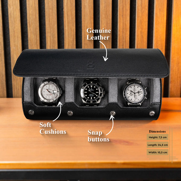 Travel Watch Roll Large - Black Grey