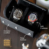 Two Slot Watch Roll - All Black Saffiano