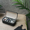 Square Watch Box 3 Slot - Dark Green Litchi