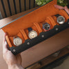 Personalized Travel Watch Roll Extra Large - Black Orange