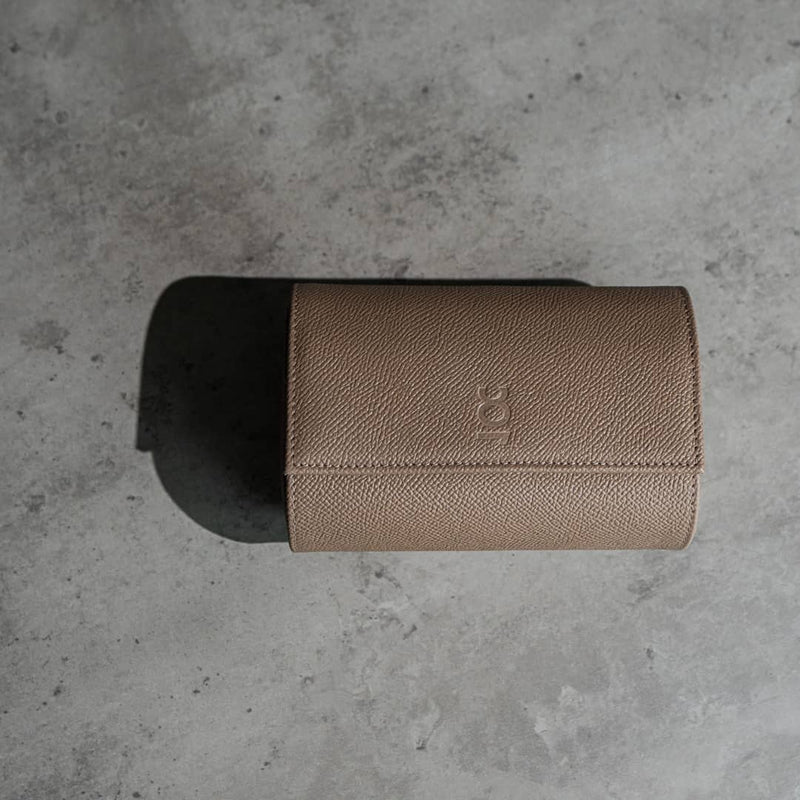 Nevada Desert two slot Watch Roll, Alcantara lined, italian leather, handmade in italy, watch roll, travelroll for watches, travel safely with watches, small watch roll