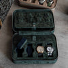 luxury watch box in green, Forest Green 8 Slot Watch Box DailyWatch, italian suede leather, handmade, travel safely with eight watches, watch box interior