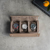Nevada Desert 3 Slot Watch Roll, Alcantara lined, italian leather, handmade in italy, watch roll, travelroll for watches, travel safely with watches, watch roll interior
