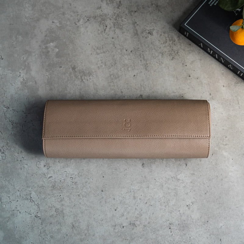 Nevada Desert 4 Slot Watch Roll, Alcantara lined, italian leather, handmade in italy, watch roll, travelroll for watches, travel safely with watches