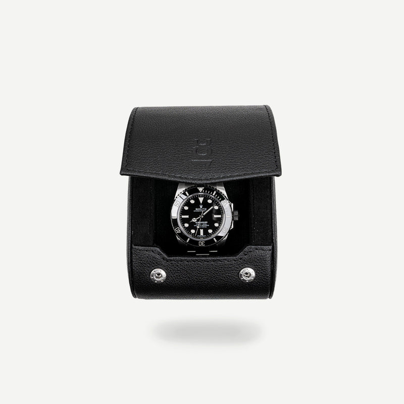 Single Travel Roll - All black, travel roll for one watch, small travel roll, watch storage, how to travel safely with your watch