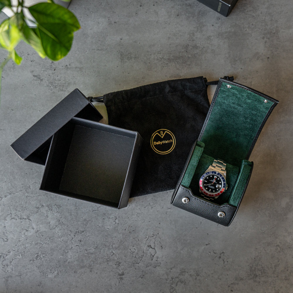 Personalized Single Watch Roll - Black Green